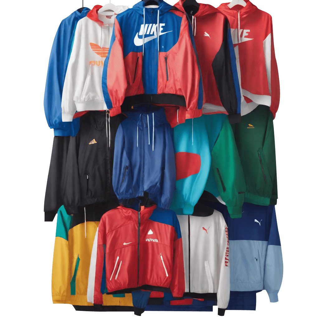 Bright colored Used Windbreakers wholesale with vintage designs adored by clothing afficionados.