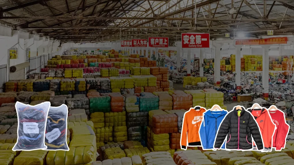 Hissen Vintage has multiple warehouses filled with bales of used vintage clothing.