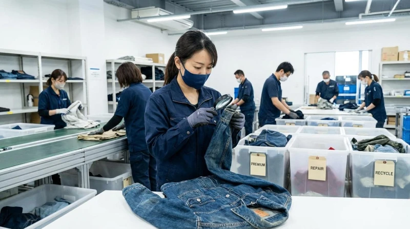 used clothing bale sorting
