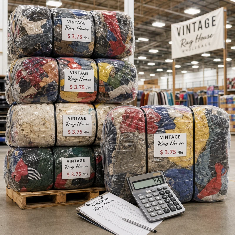 Vintage bales cost calculation wholesale pricing concept