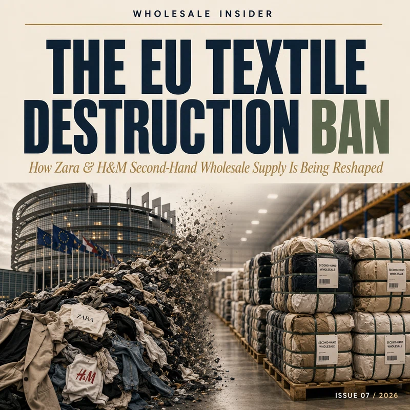 EU Textile Destruction Ban reshaping Zara and H&M second-hand wholesale supply - editorial magazine cover